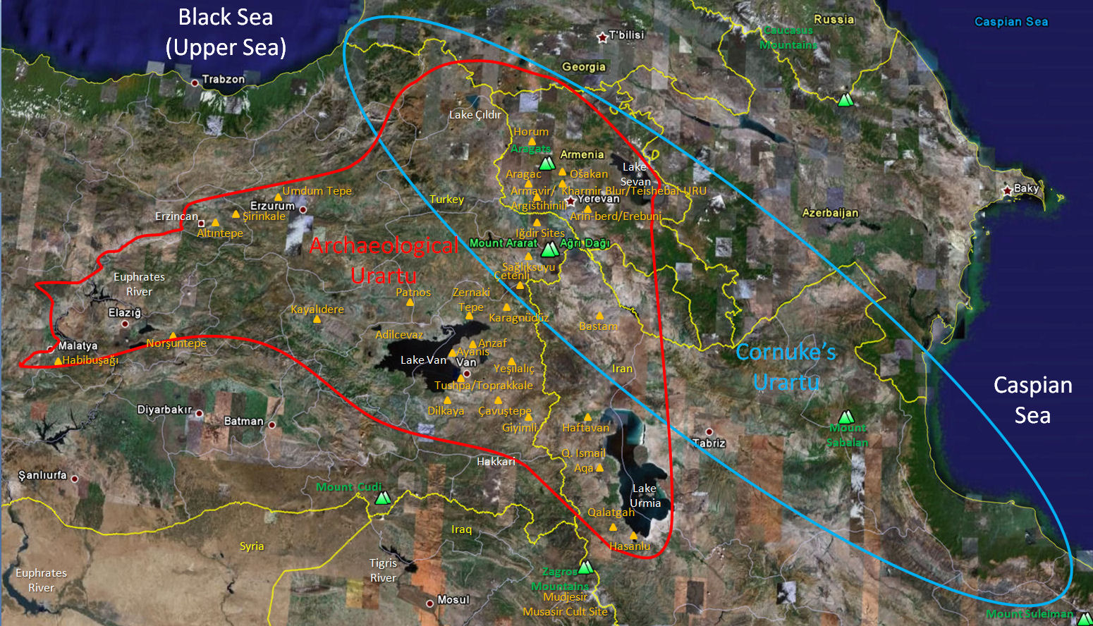 Urartu Map showing Mt. Suleiman is not in Urartu and Cornuke distortions of Urartu